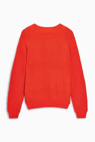 Red Textured Badge Sweater